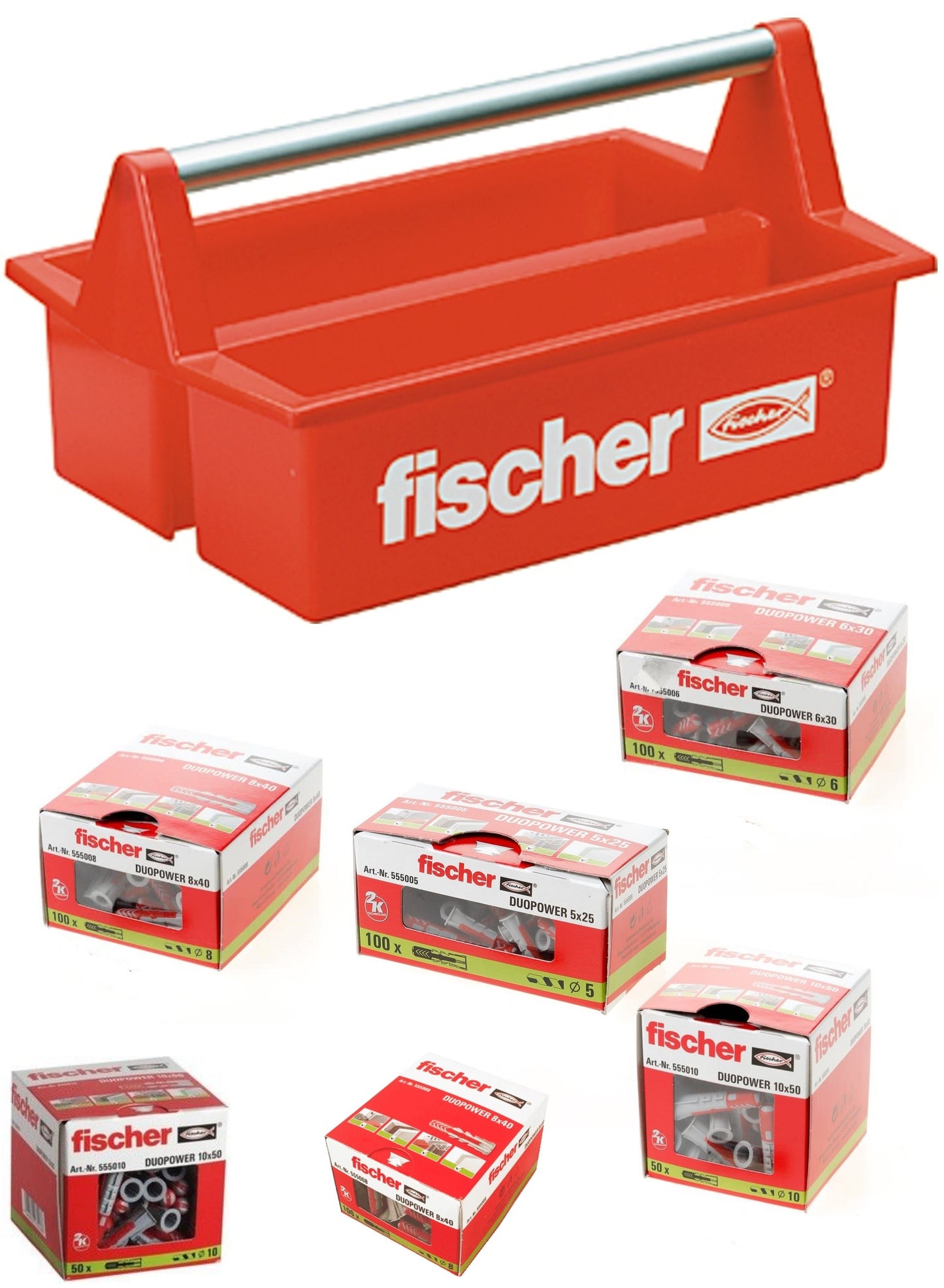 Fischer duopower pluggen assortiment 395 stuks in mobibox