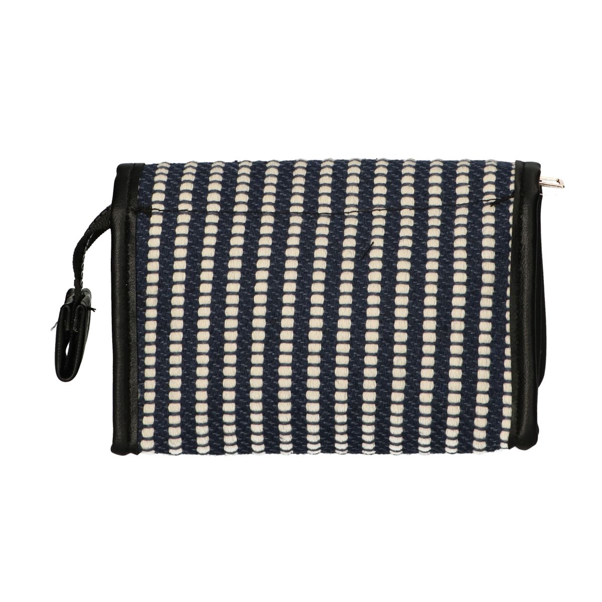 Traveller spiegeltas stripe blauw creme 16.5x11cm
