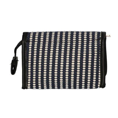 Traveller spiegeltas stripe blauw creme 16.5x11cm
