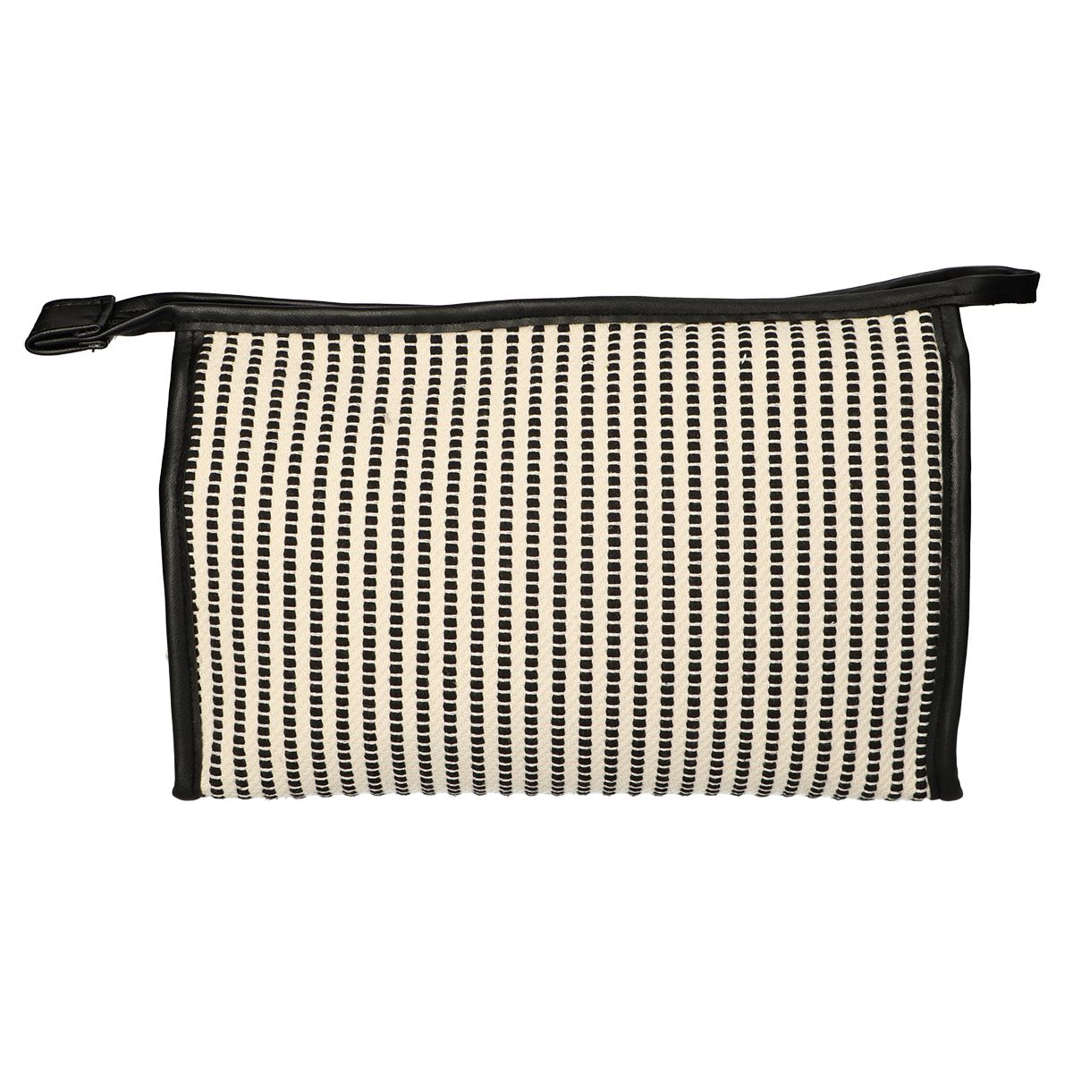 Traveller toilettas stripe zwart creme 30x20cm