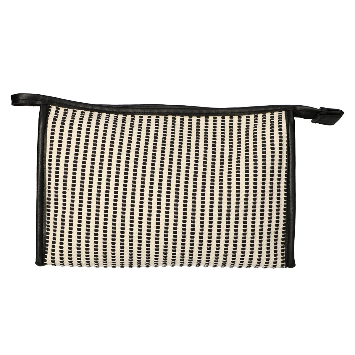 Traveller toilettas stripe zwart creme 30x20cm
