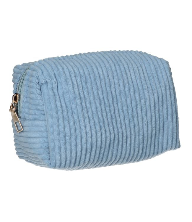 Traveller toilettas rib stof blauw 16.5x11cm