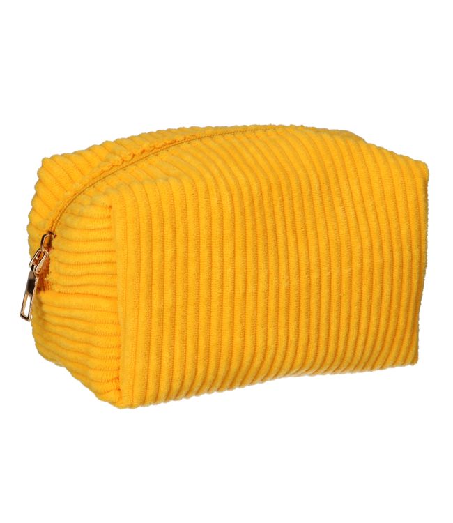 Traveller toilettas rib stof geel 16.5x11cm