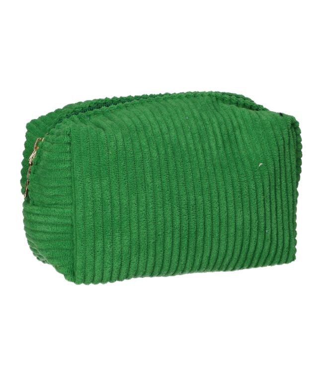Traveller toilettas rib stof groen 16.5x11cm