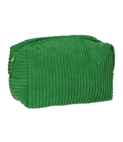 Traveller toilettas rib stof groen 16.5x11cm