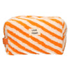 Traveller toilettas badstof stripe oranje 23cm x 13cm