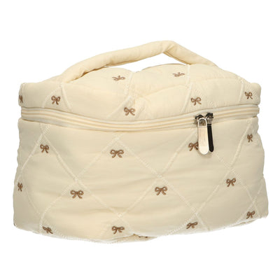 Traveller beautycase strikjes beige 24cm x 17cm
