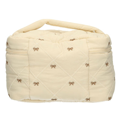 Traveller beautycase strikjes beige 24cm x 17cm