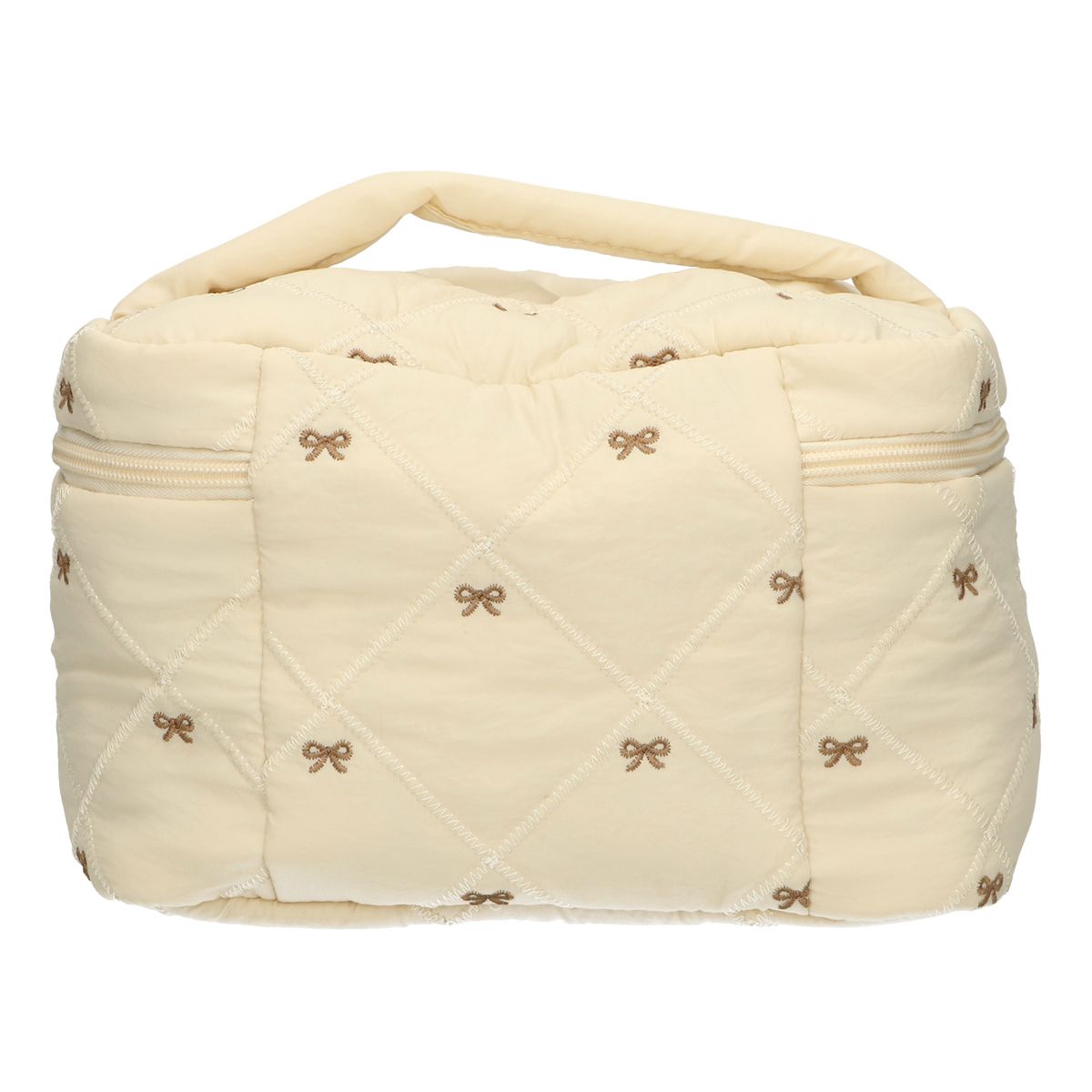 Traveller beautycase strikjes beige 24cm x 17cm