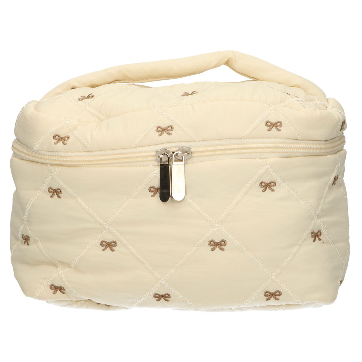 Traveller beautycase strikjes beige 24cm x 17cm