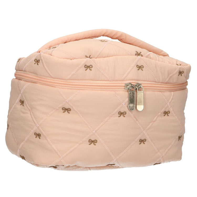 Traveller beautycase strikjes zalm 24cm x 17cm