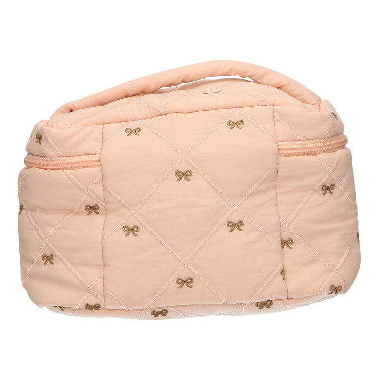 Traveller beautycase strikjes zalm 24cm x 17cm
