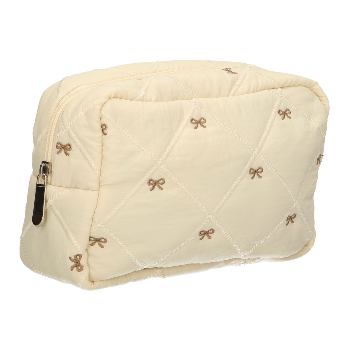 Traveller beautybag strikjes beige 22cm x 15cm