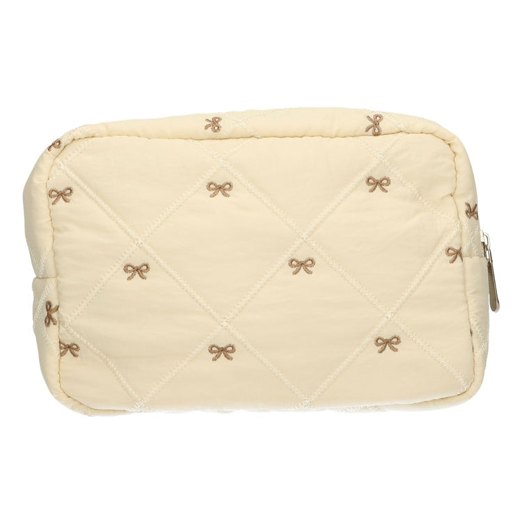 Traveller beautybag strikjes beige 22cm x 15cm