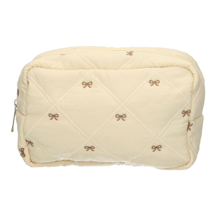Traveller beautybag strikjes beige 22cm x 15cm