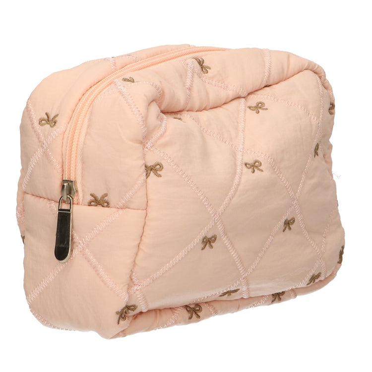 Traveller beautybag strikjes zalm 22cm x 15cm