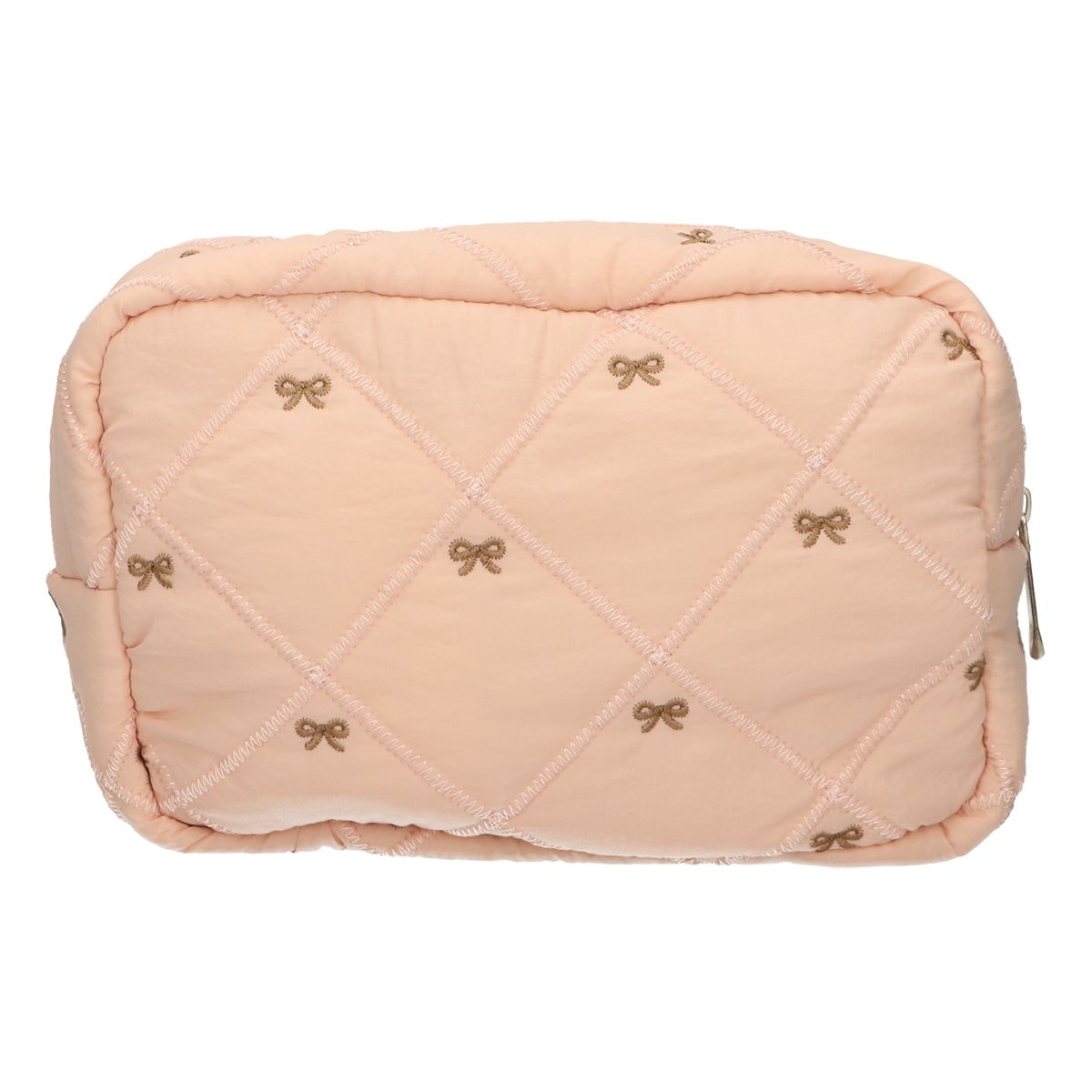 Traveller beautybag strikjes zalm 22cm x 15cm