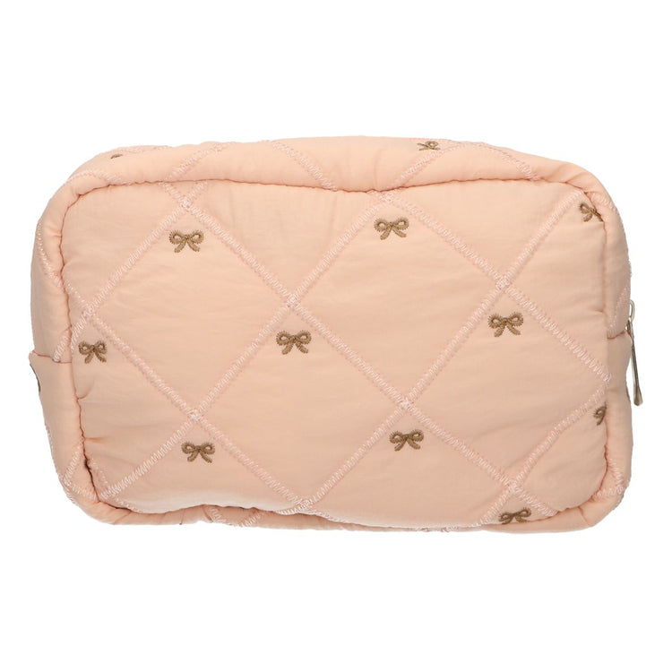 Traveller beautybag strikjes zalm 22cm x 15cm