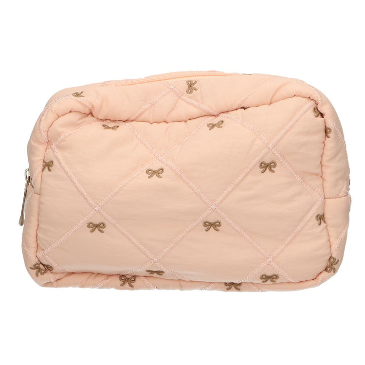 Traveller beautybag strikjes zalm 22cm x 15cm