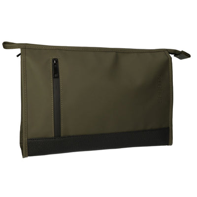Traveller toilettas rubberen bodem donker groen 30cm x 19,5cm
