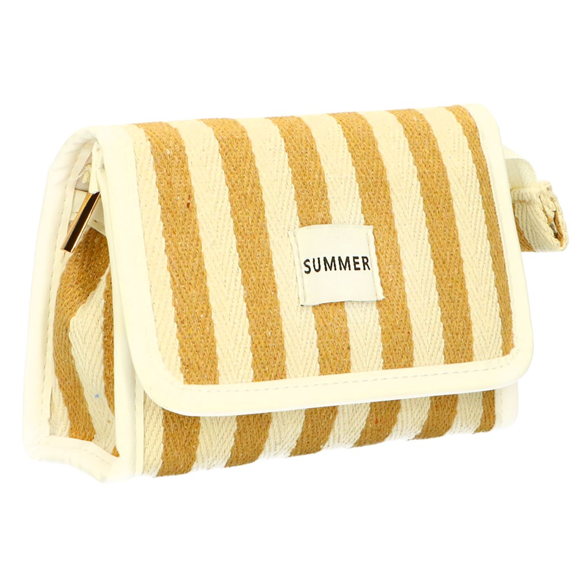 Traveller spiegeltas summer geel gestreept 17cm x 11cm
