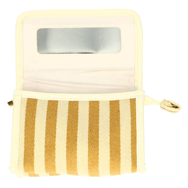 Traveller spiegeltas summer geel gestreept 17cm x 11cm