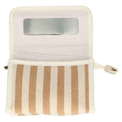 Traveller spiegeltas summer khaki gestreept 17cm x 11cm