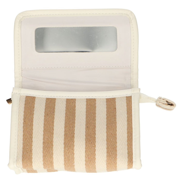 Traveller spiegeltas summer khaki gestreept 17cm x 11cm