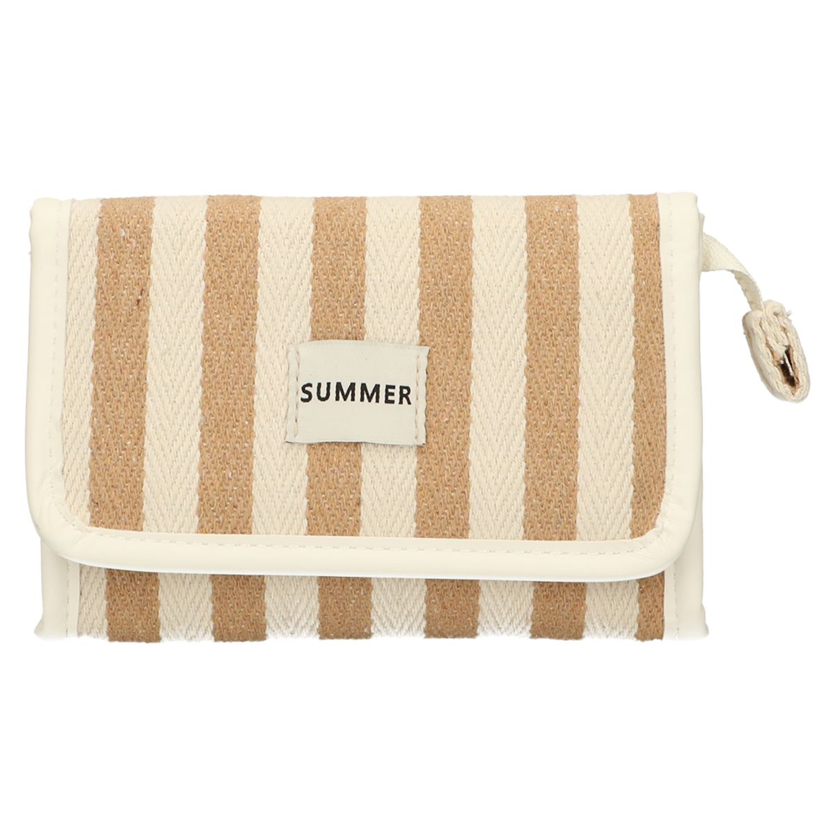 Traveller spiegeltas summer khaki gestreept 17cm x 11cm