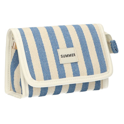 Traveller spiegeltas summer blauw gestreept 17cm x 11cm