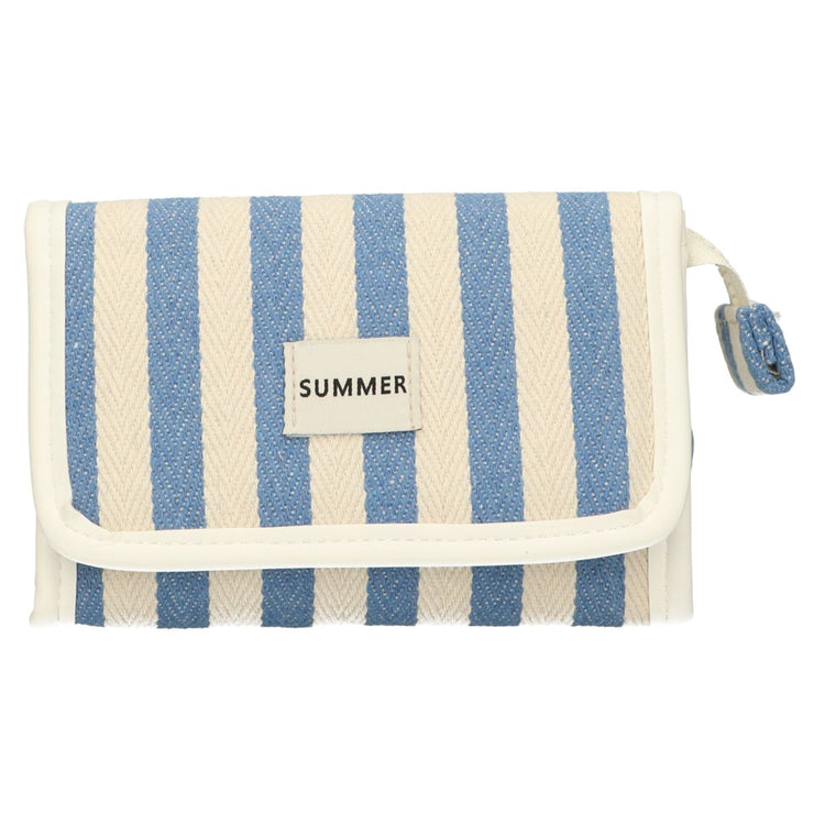 Traveller spiegeltas summer blauw gestreept 17cm x 11cm