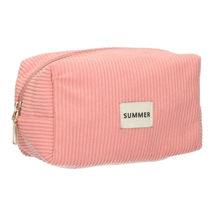Traveller beautybag rib waterdicht roze 20cm x 11,5cm