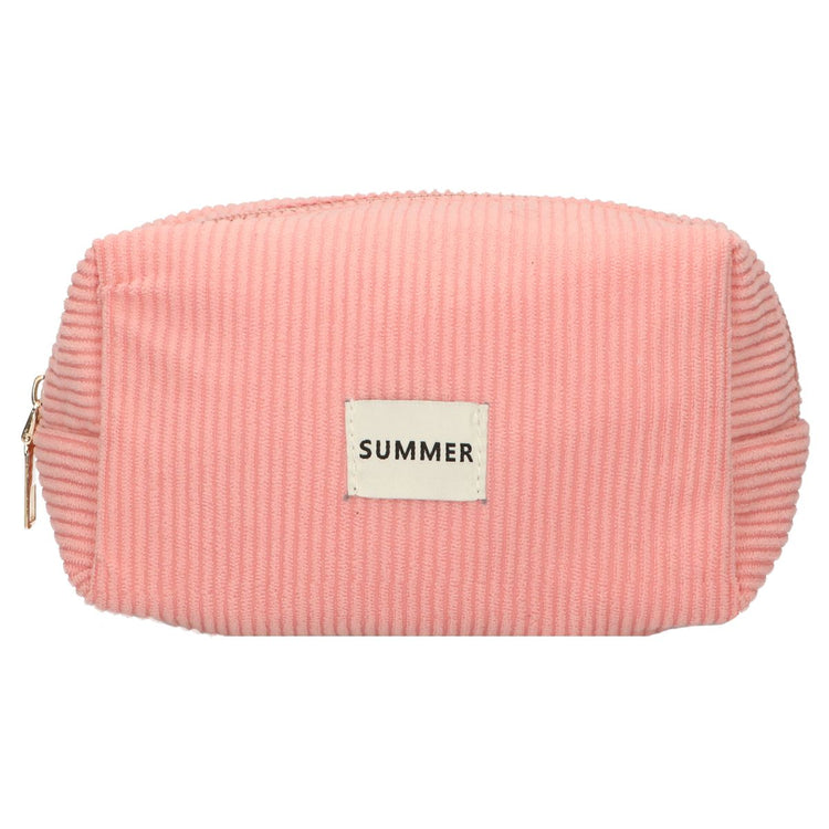 Traveller beautybag rib waterdicht roze 20cm x 11,5cm