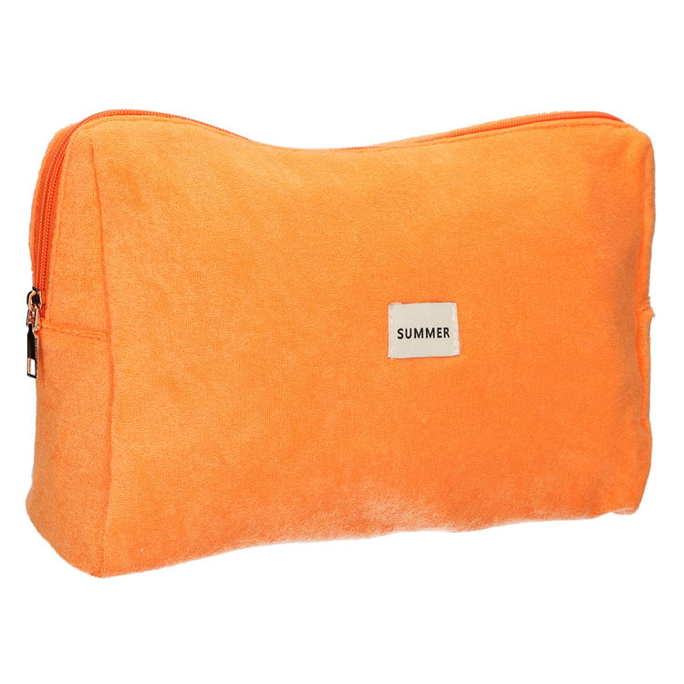 Traveller toilettas badstof oranje 28cm x 20cm