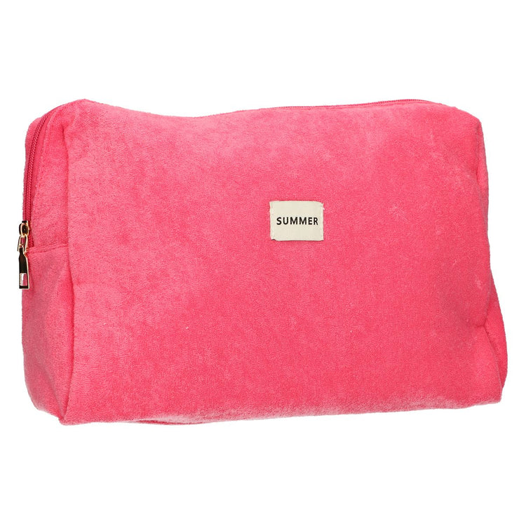 Traveller toilettas badstof roze 28cm x 20cm