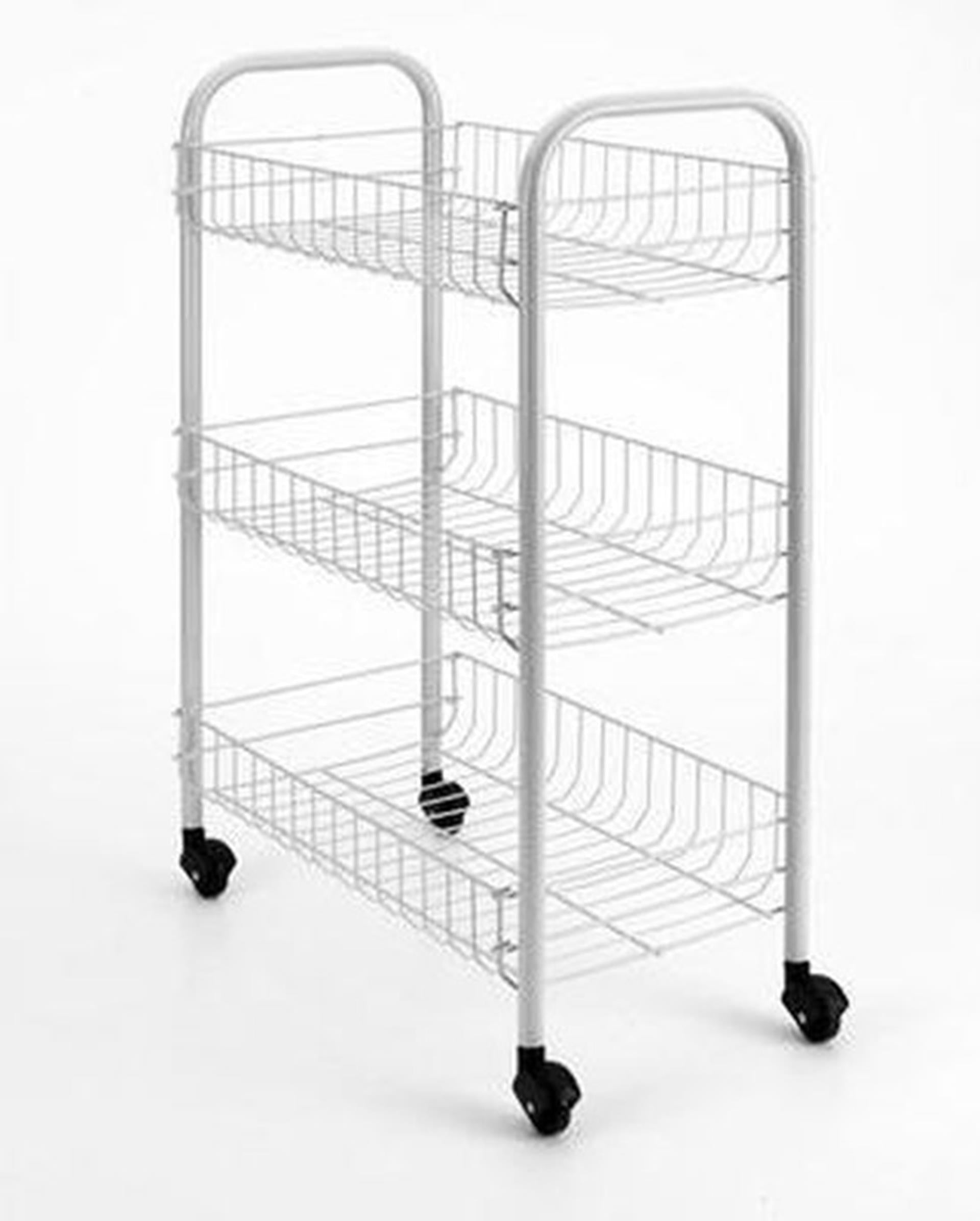 Metaltex - siena keukentrolley - opbergtrolley - serveerwagen - 3 manden - op wielen - opbergkar - wit - 41x23x63 cm