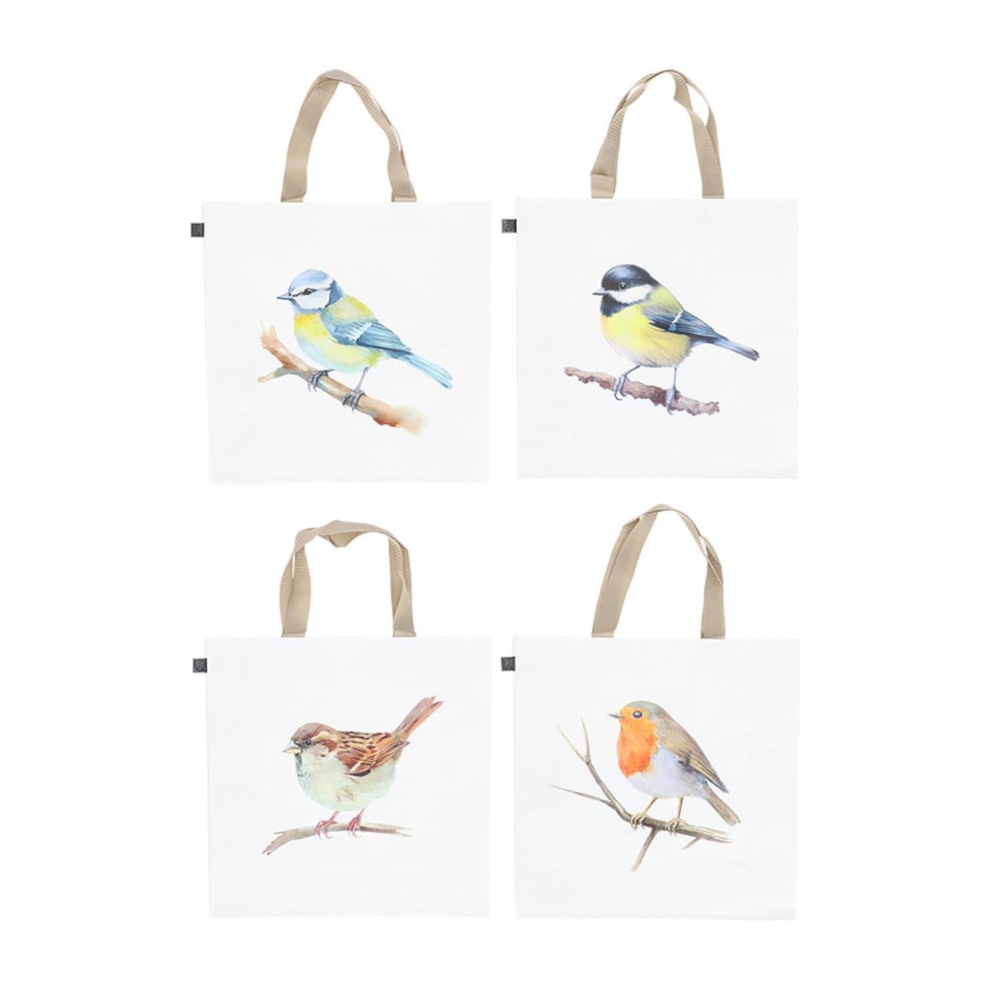 Esschert design boodschappentas aquarel vogel ass. 40x14,5x40cm pp