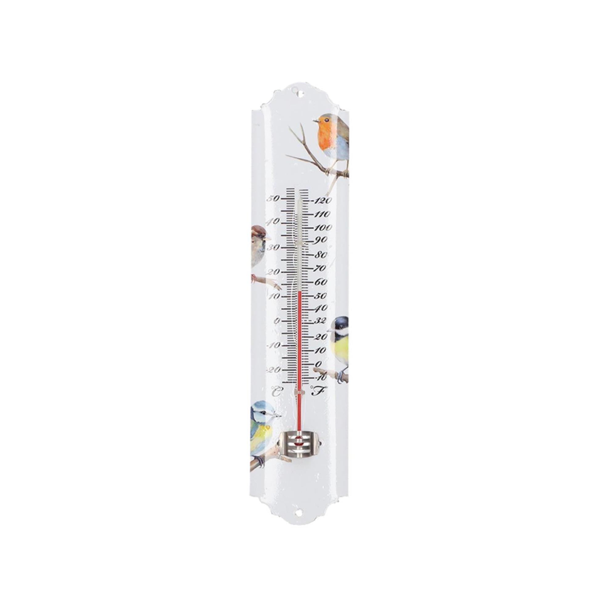 Esschert design thermometer aquarel vogels 6,3x1,0x29,5 cm ijzer