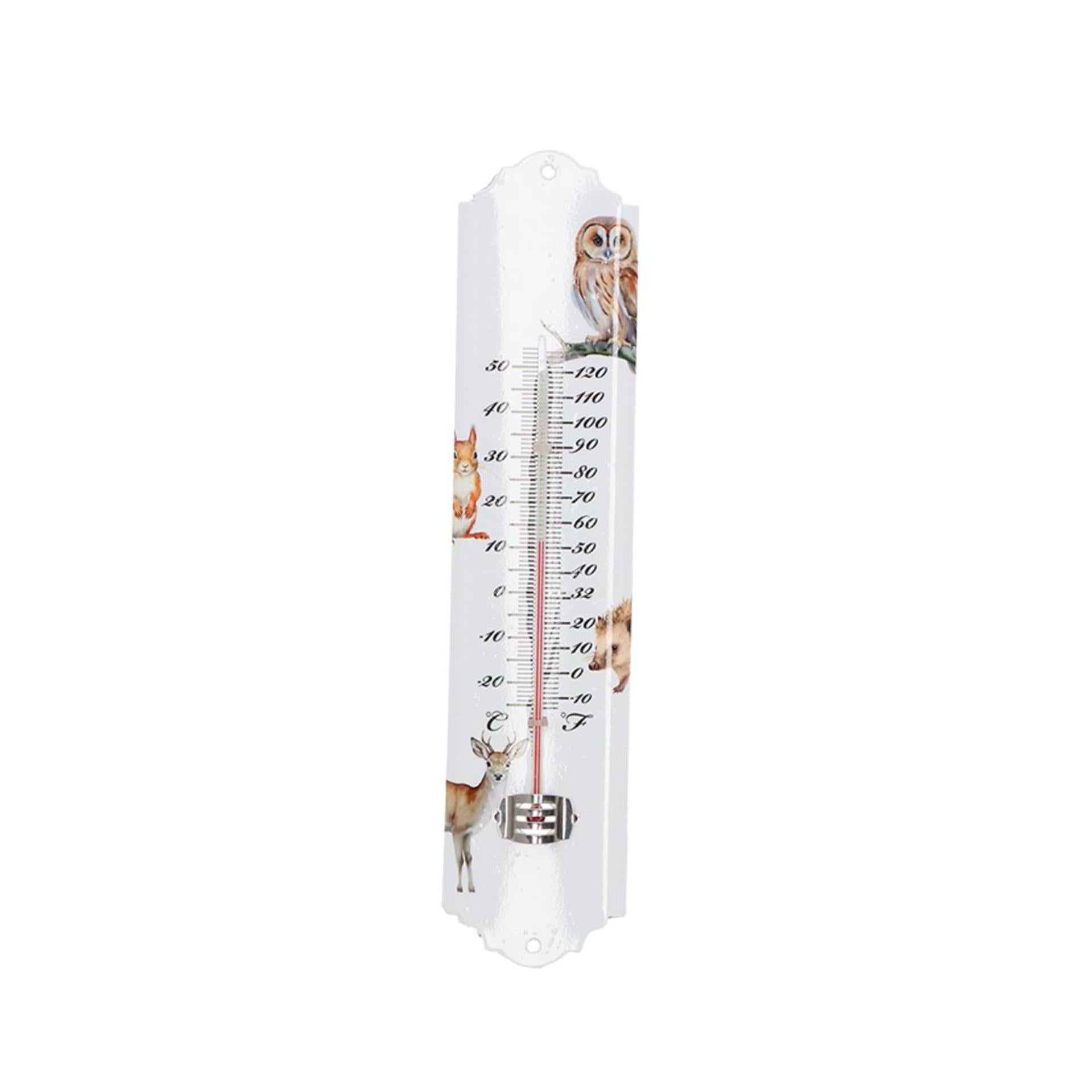 Esschert design thermometer aquarel bosdieren 6,3x1,0x29,5 cm ijzer