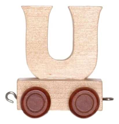 houten letter u met wieltjes 6 cm hoog