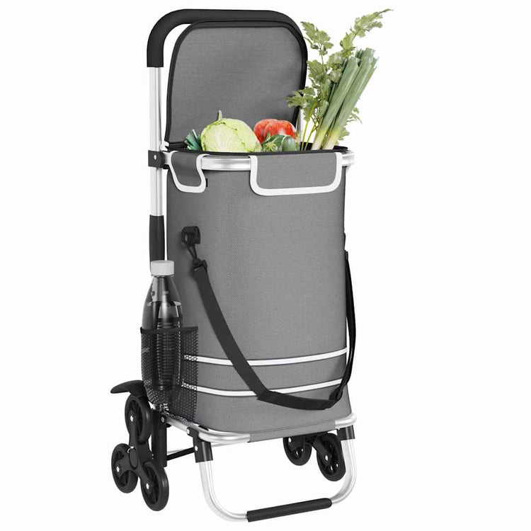 Vidaxl winkel trolley 1 grijs 47 x 39 x 100,5 cm oxford stof