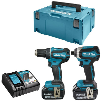 Makita dlx2289tj combiset - ddf485 18v boor- en schroefmachine + dtd153 accu slagschroevendraaier met 5.0ah accu's