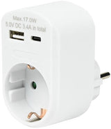 Enzo usb + usb-c lader wit met randaarde adapter 17w - 9540141 - afbeelding 1