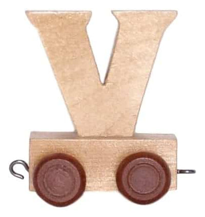 houten letter v met wieltjes 6 cm hoog