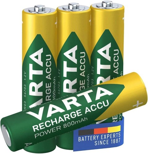 Varta oplaadbare mini penlite batterij aaa 800 mah nimh 1.2v 4 stuks op kaart