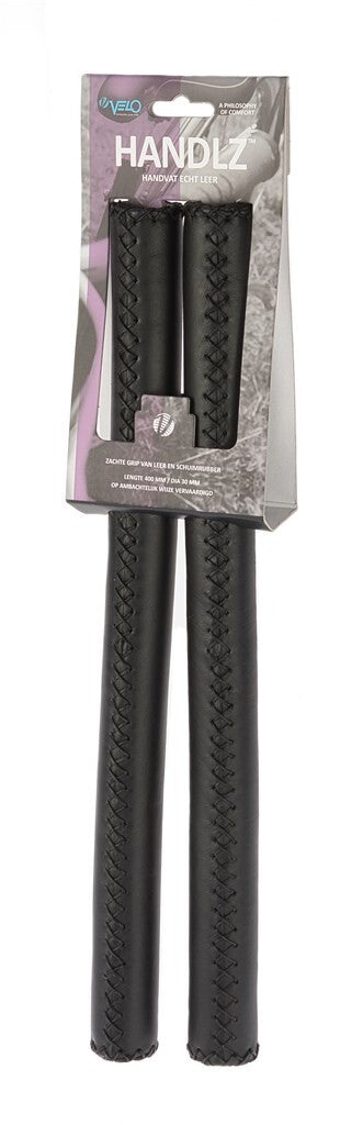 stuurgrepen leer 40 cm Ø22,2 mm zwart per set