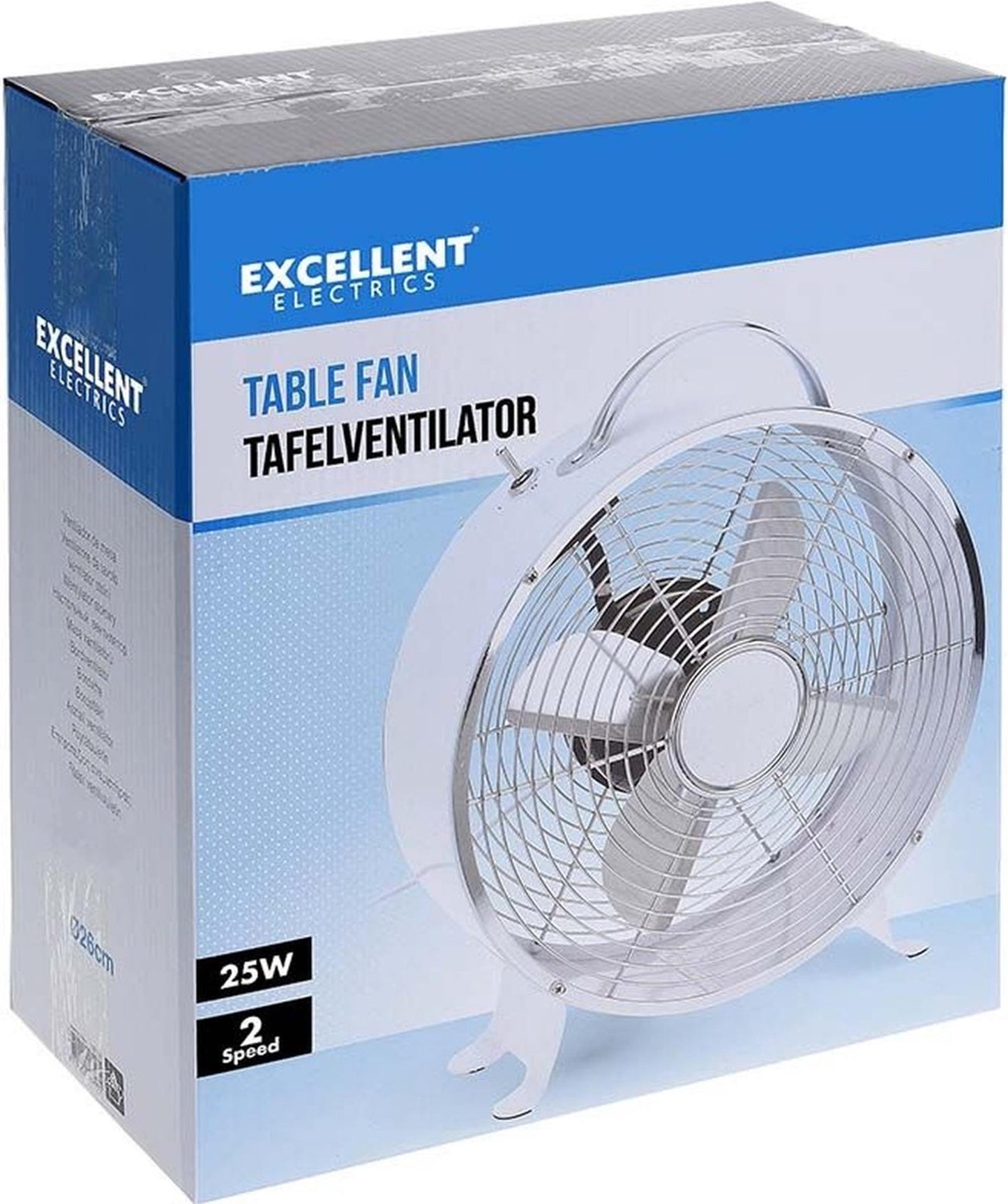 Excellent electrics tafel ventilator ø26cm 25w wit 2 snelh.