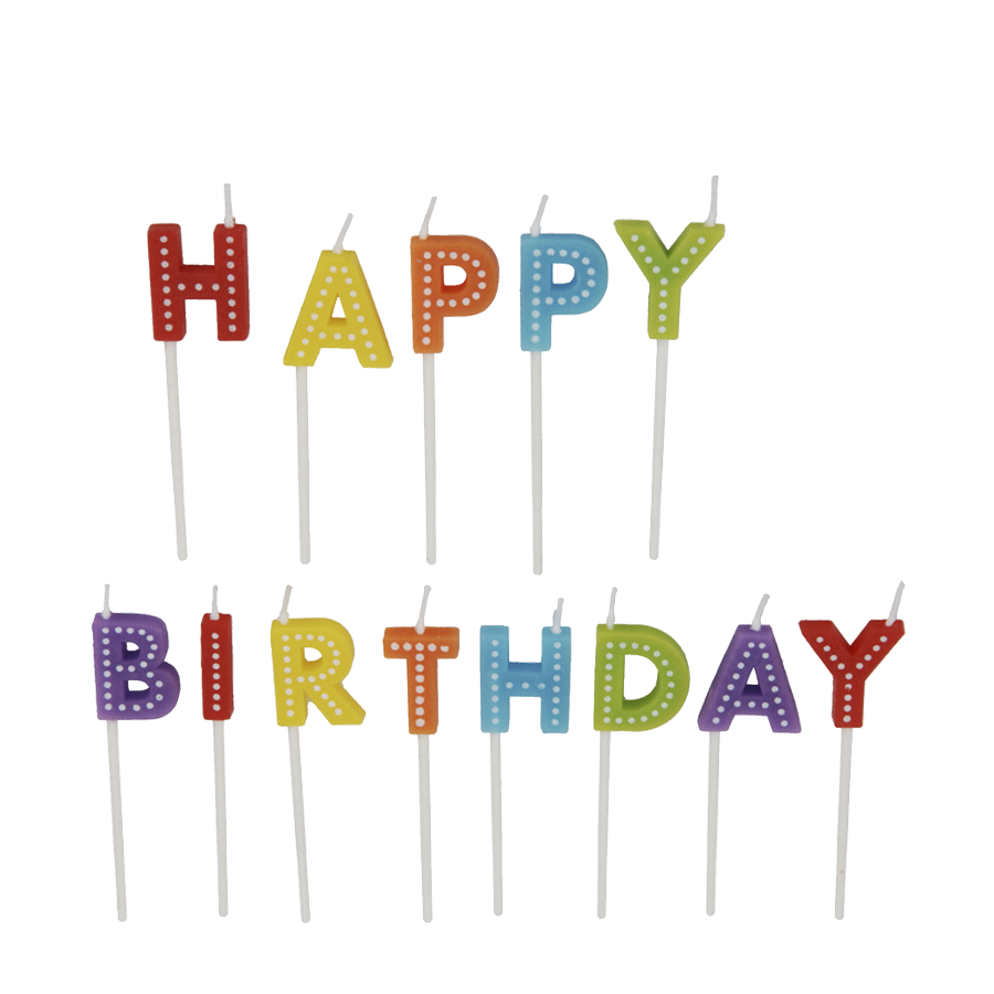 Verjaardagskaarsen happy birthday 13-delig