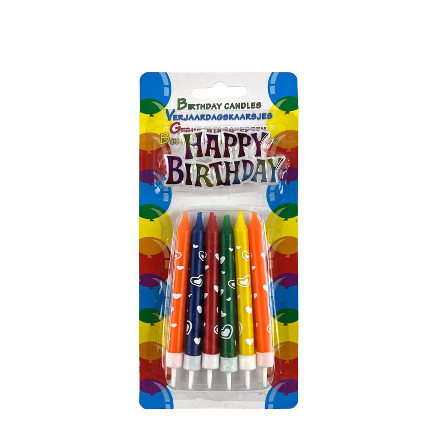Verjaardagskaarsen happy birthday hart set 13-delig