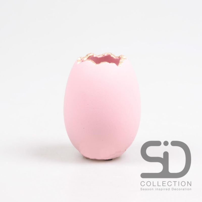 Season inspired decoration vaas ei 7.5x7.5x10cm roze